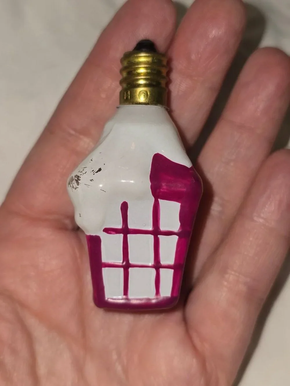 Set of 7 Vintage Milk Glass Christmas Light Bulbs - Santa, Snowman Untested